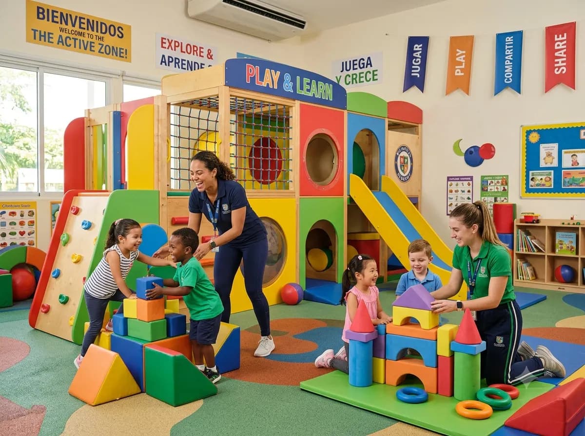 Estudiantes participando en actividades de inglés en PKES School