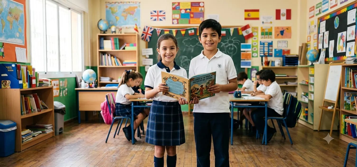Estudiantes del programa de inglés Cambridge en PKES School, Huacho y Huaura